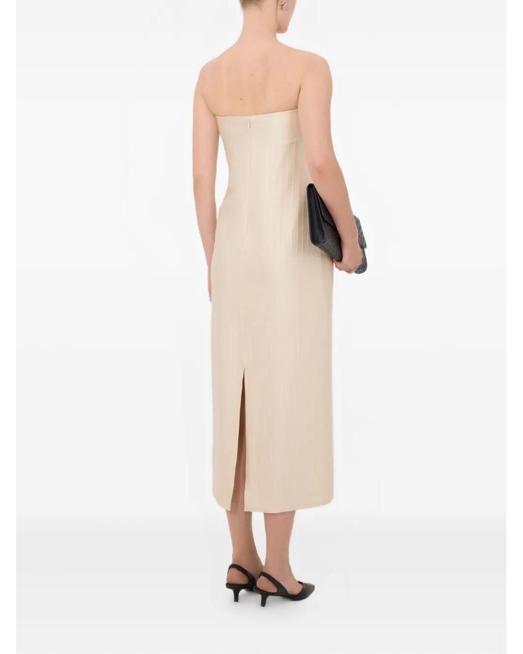 Loulou de Saison White Giulia Striped Bustier Midi Dress