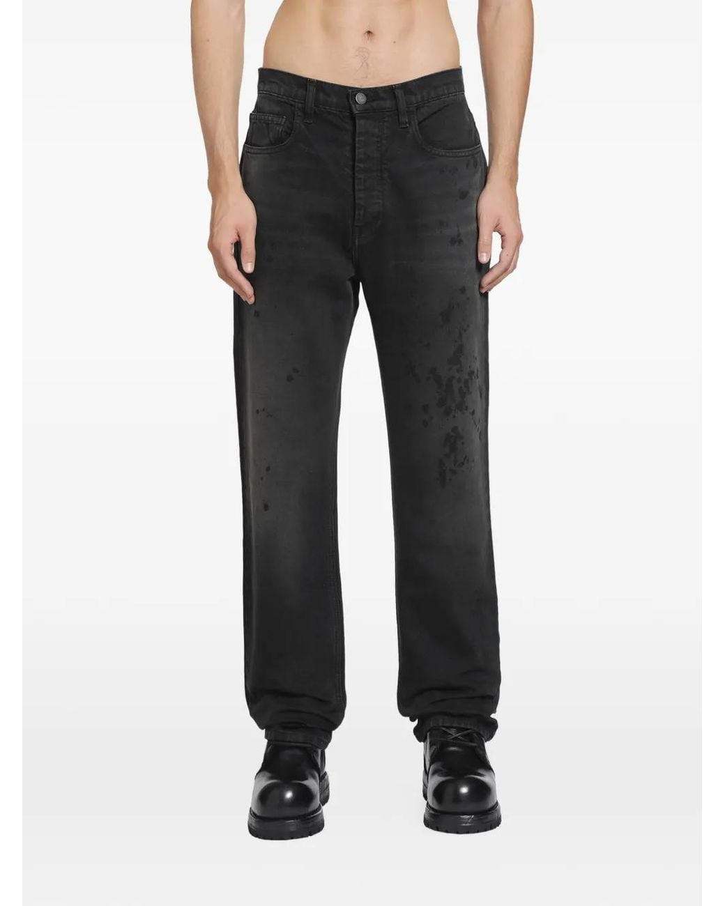 ALEXANDER DIGENOVA Black Painter Paint-Splatter Jeans for men