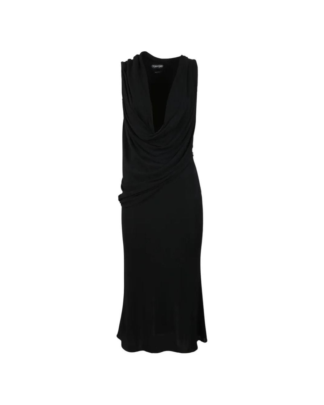 Tom Ford Black Draped V-Neck Minidress