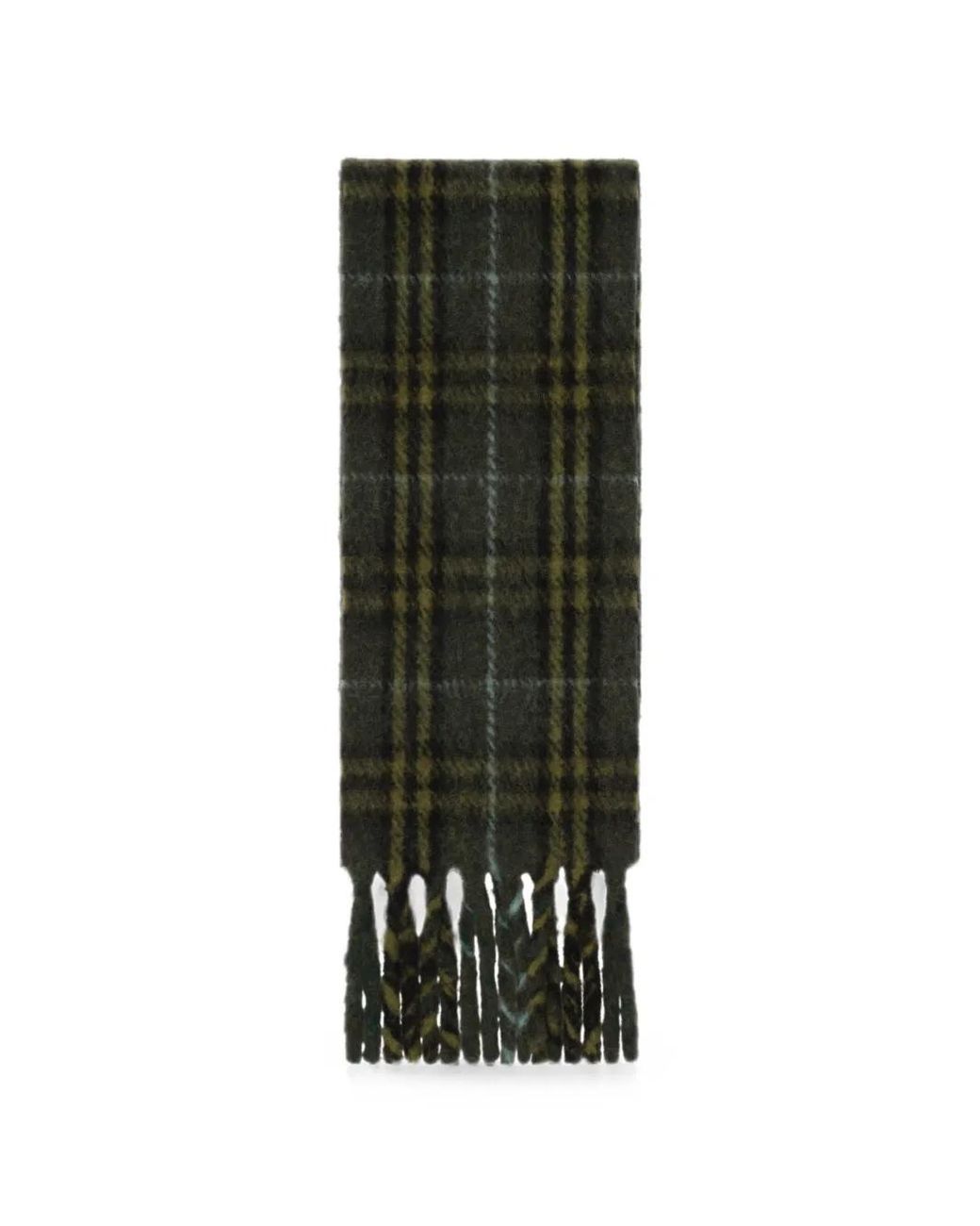 Burberry Green Narrow Check Alpaca Wool Blend Scarf