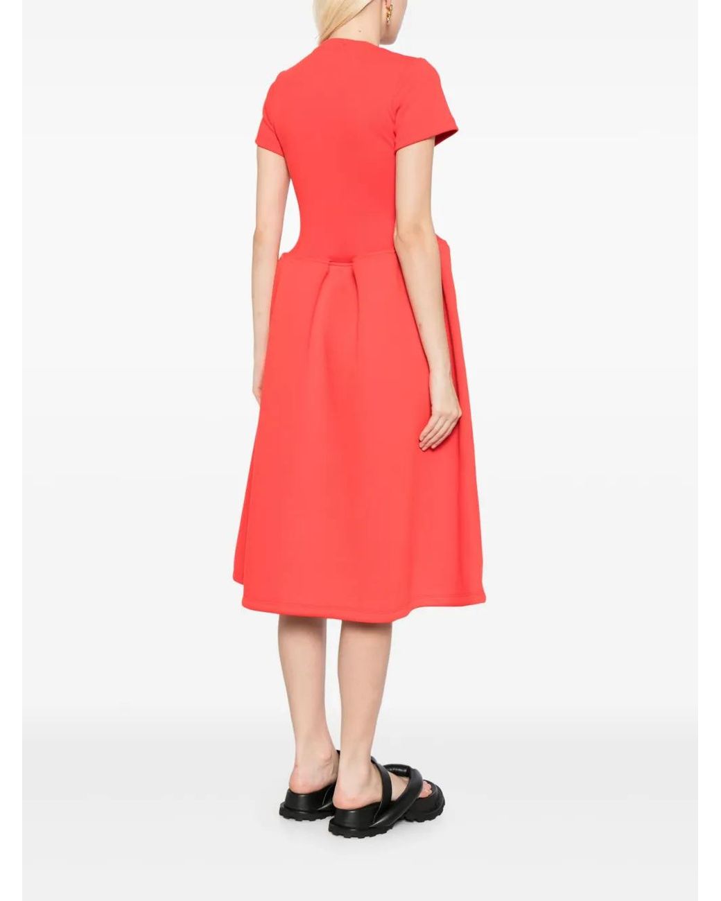 Melitta Baumeister Short-Sleeve Flared Midi Dress