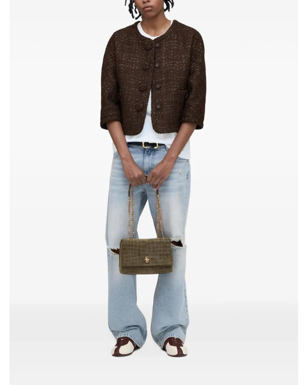 Marc Jacobs Brown Tweed Backwards Lady Jacket