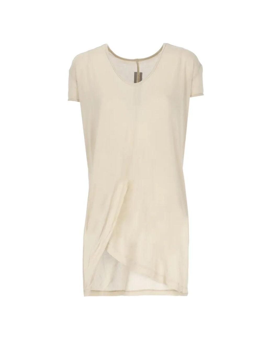 Rick Owens White Temple Hiked T V-Neck T-Shirt