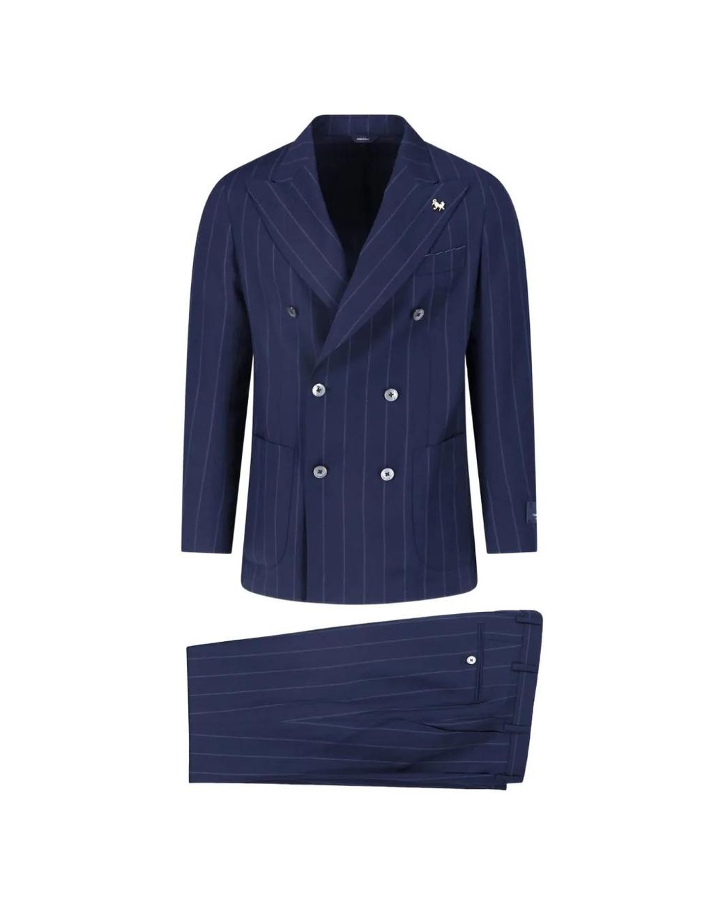 Tombolini Blue Pinstripe-Pattern Double-Breasted Suit for men