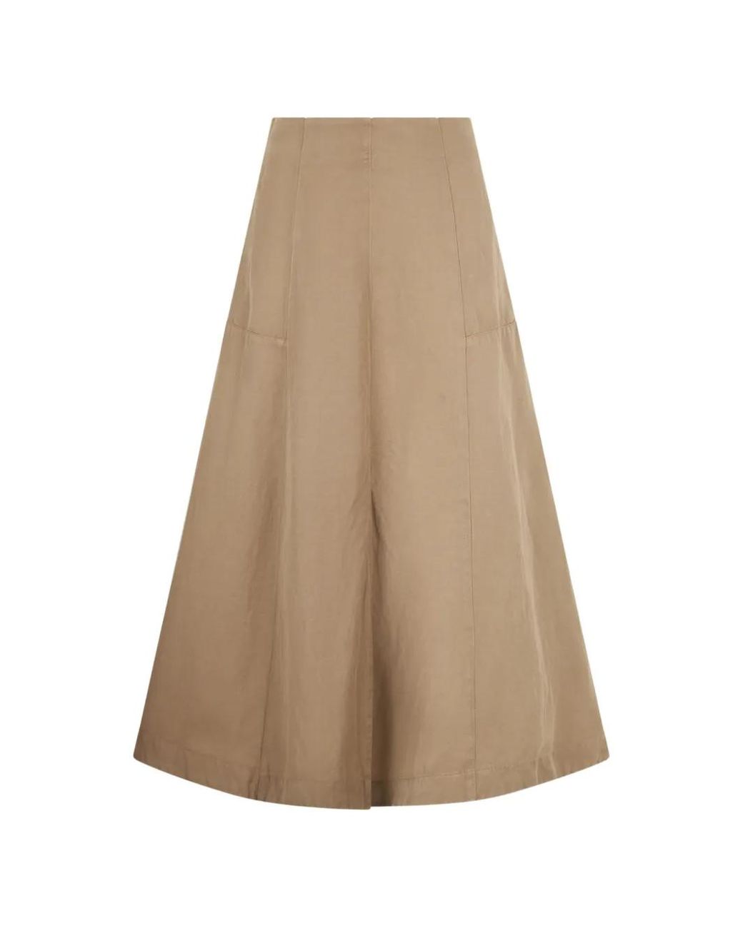 120% Lino Natural Panelled Midi Skirt