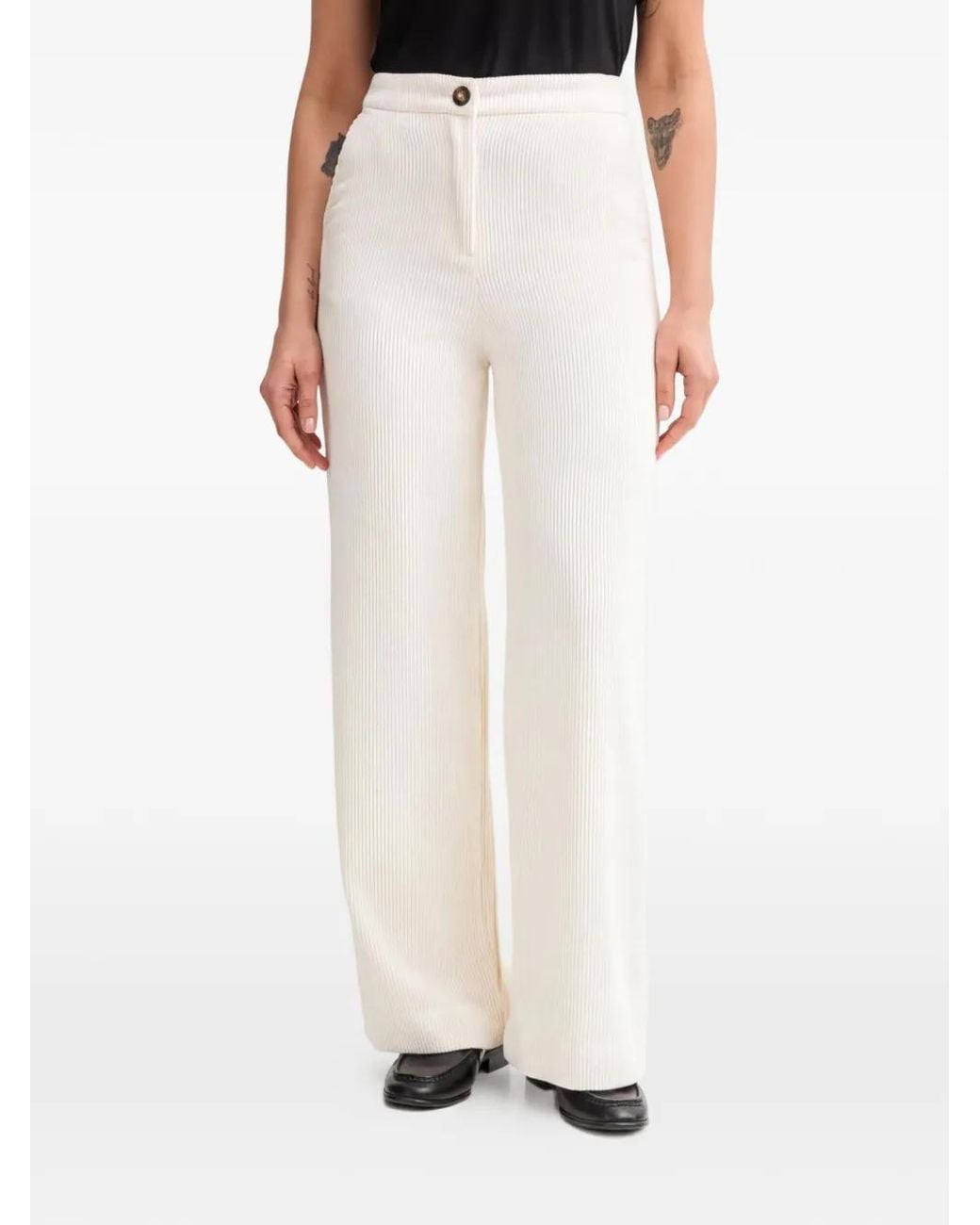 Benetton White Button Corduroy Trousers