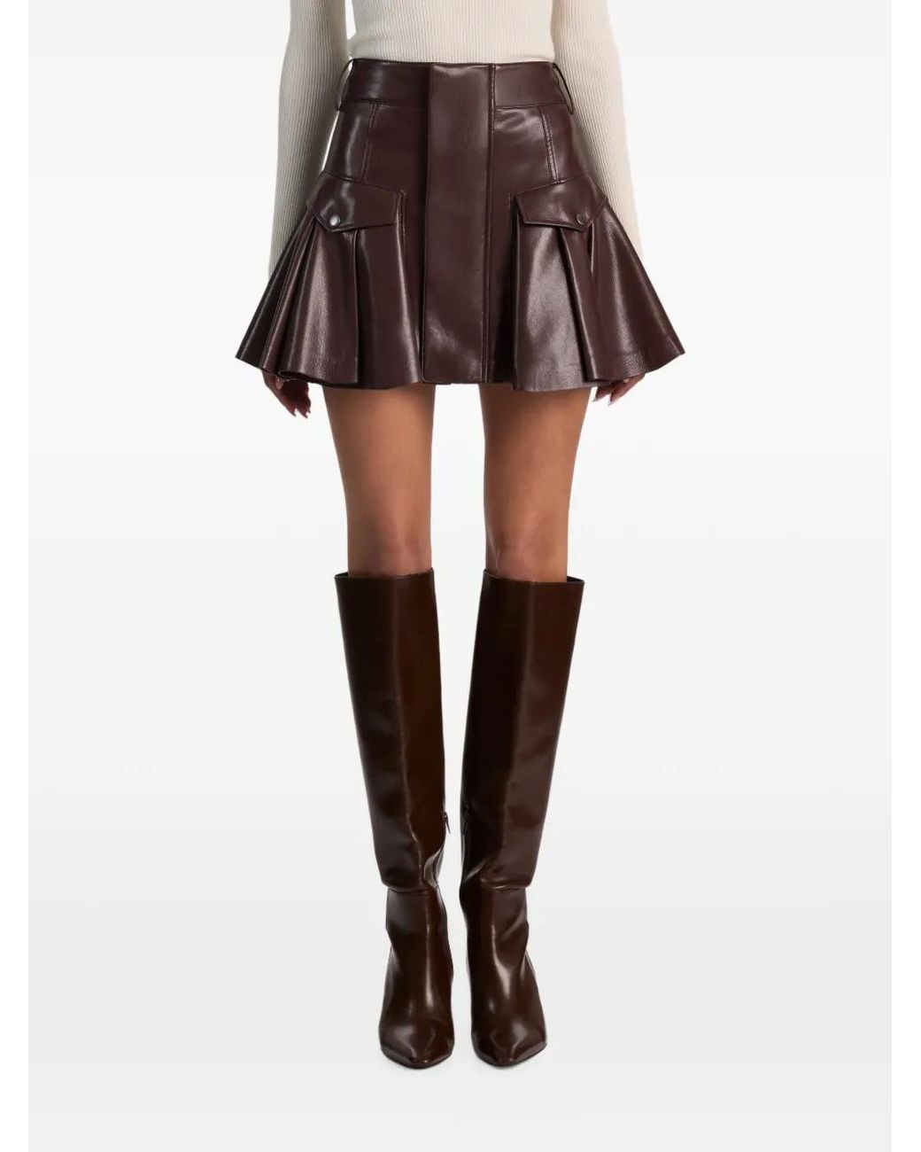 Alice + Olivia Brown Trinity Ruffled Mini Skirt