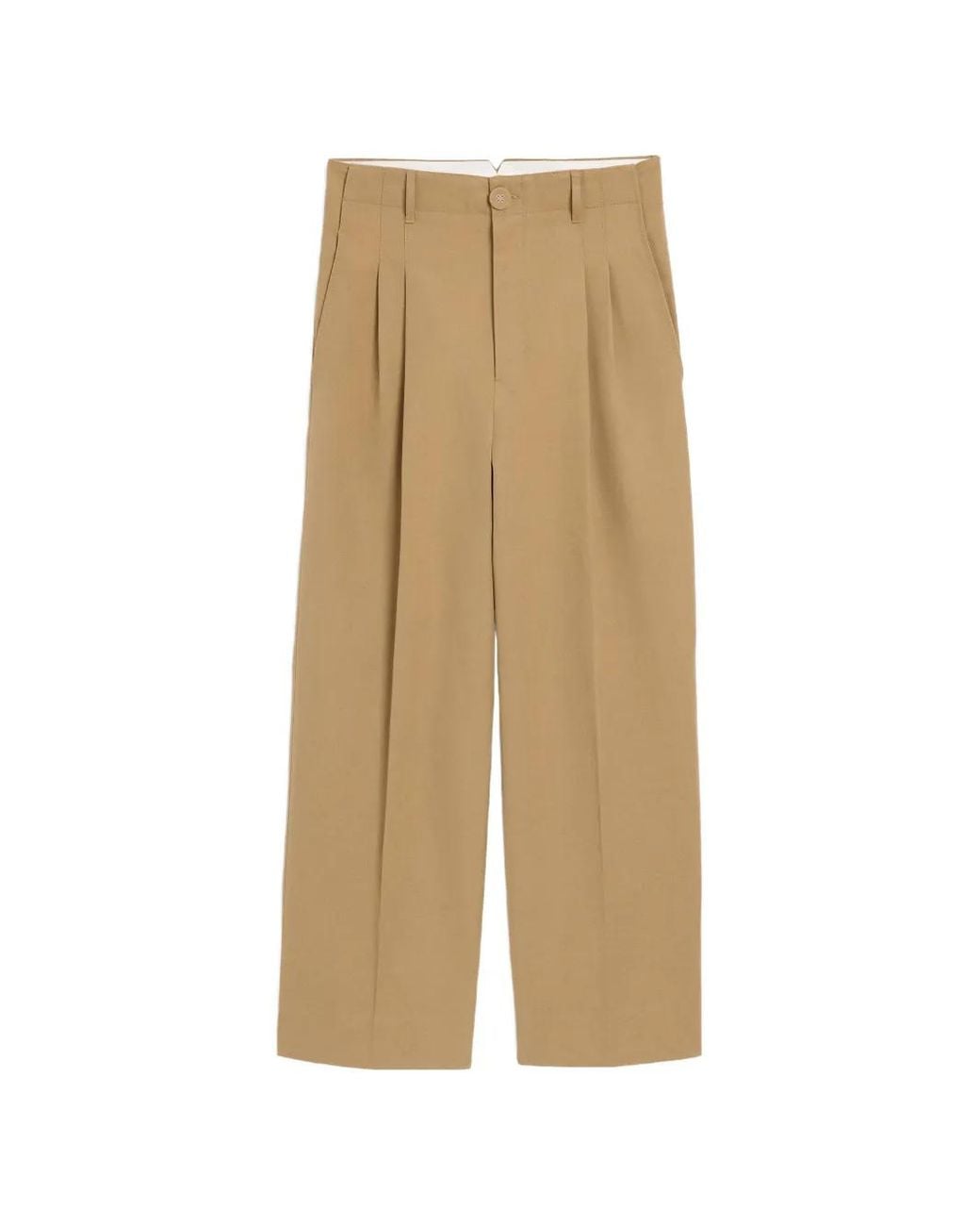 AMI Natural Cotton And Linen High Waisted Carrot Fit Trousers for men