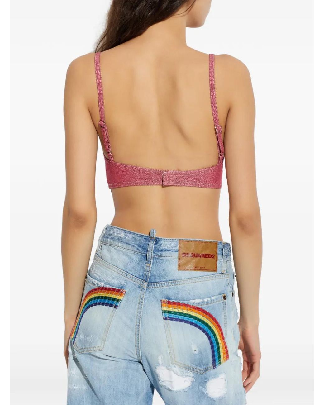 DSquared² Red Oxford Denim Tiki Bra