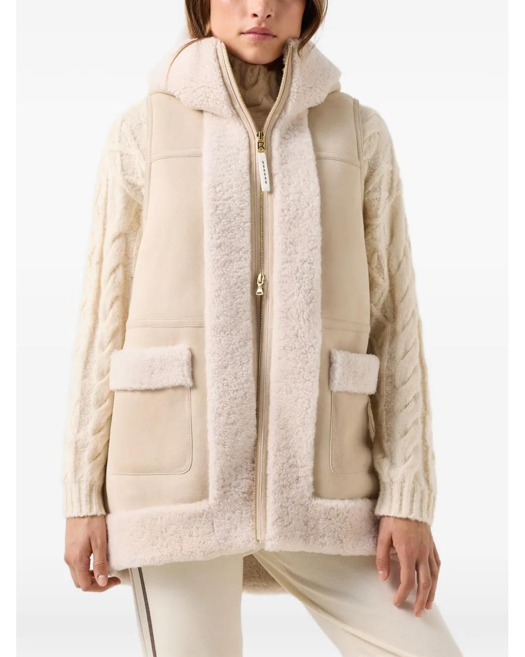 Bogner Natural Lona Shearling-Trim Gilet