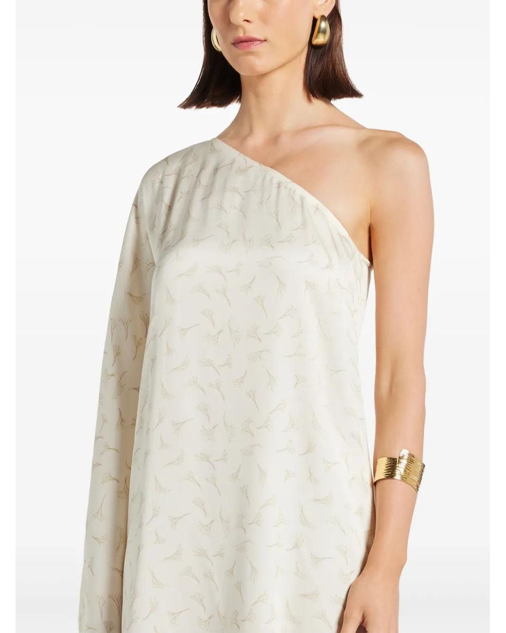 ROTATE BIRGER CHRISTENSEN White Printed One-Shoulder Maxi Dress