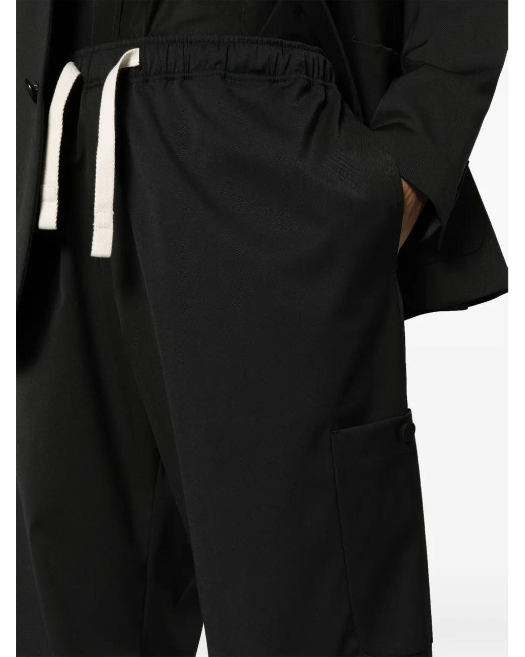 Palm Angels Black Drawstring-Waist Wide-Leg Trousers for men