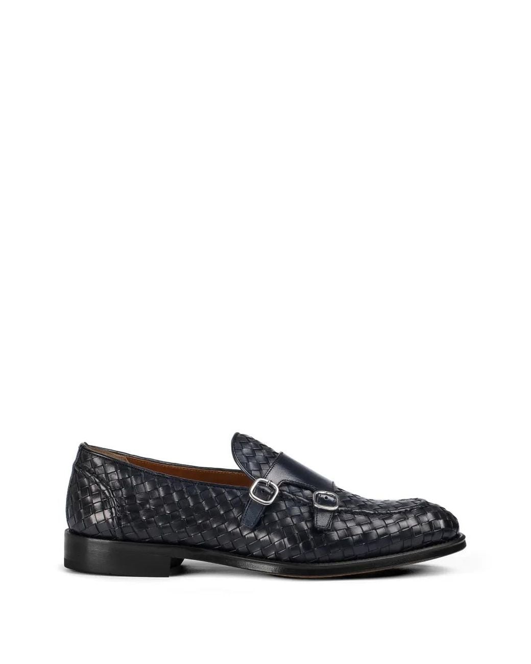 Doucal's Blue Woven Double-Buckle Loafers for men