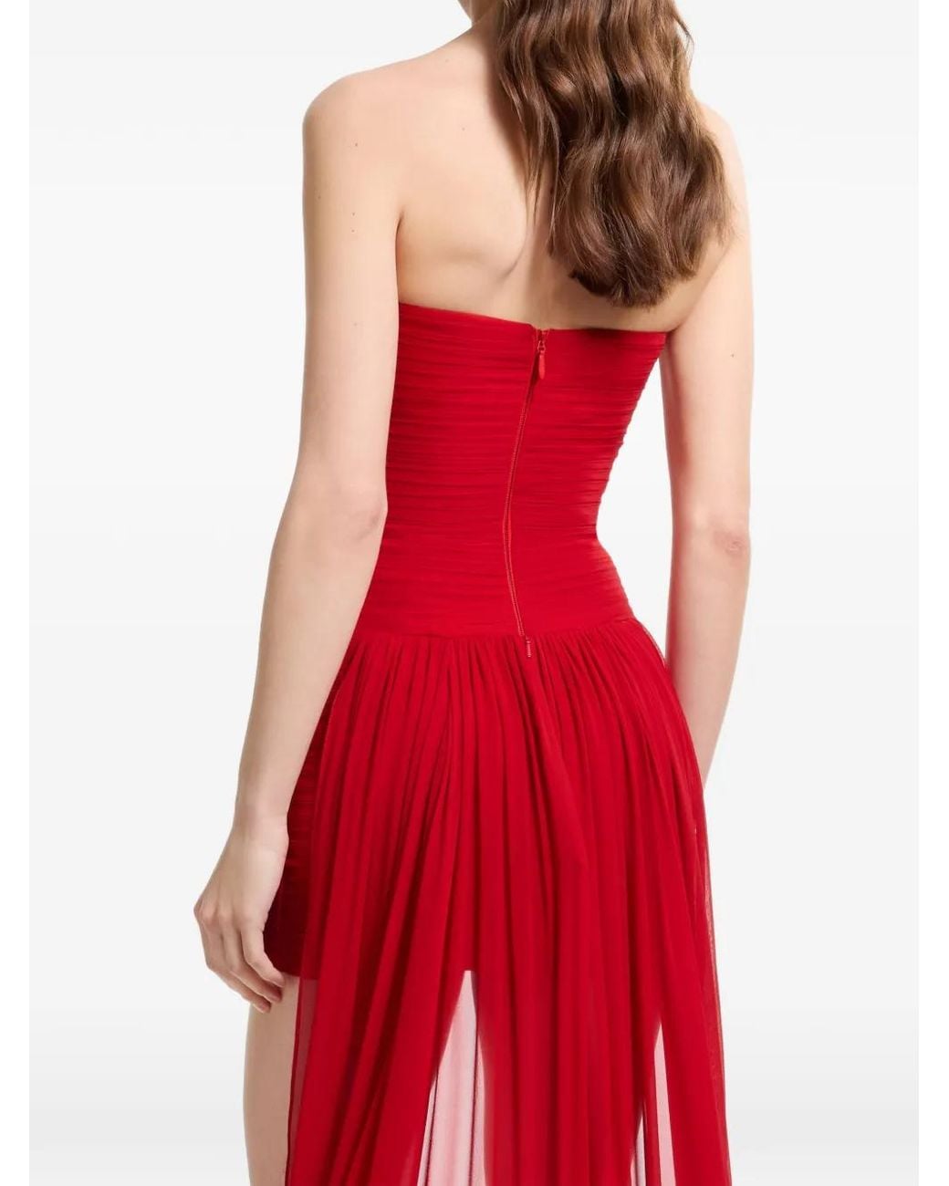 Elie Saab Red Strapless Draped Mini Dress