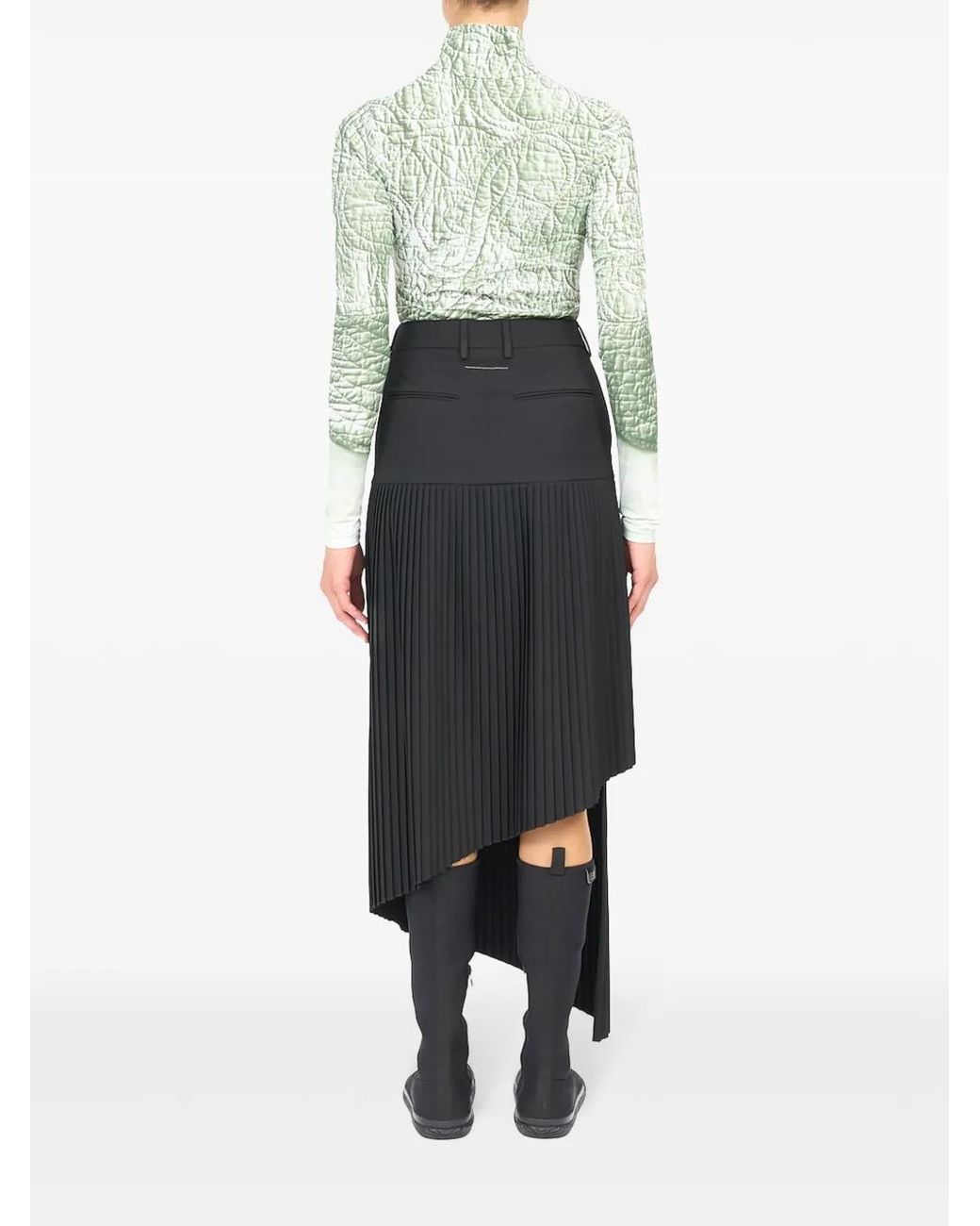 MM6 by Maison Margiela Black Asymmetric Fluid Gabardine Maxi Skirt