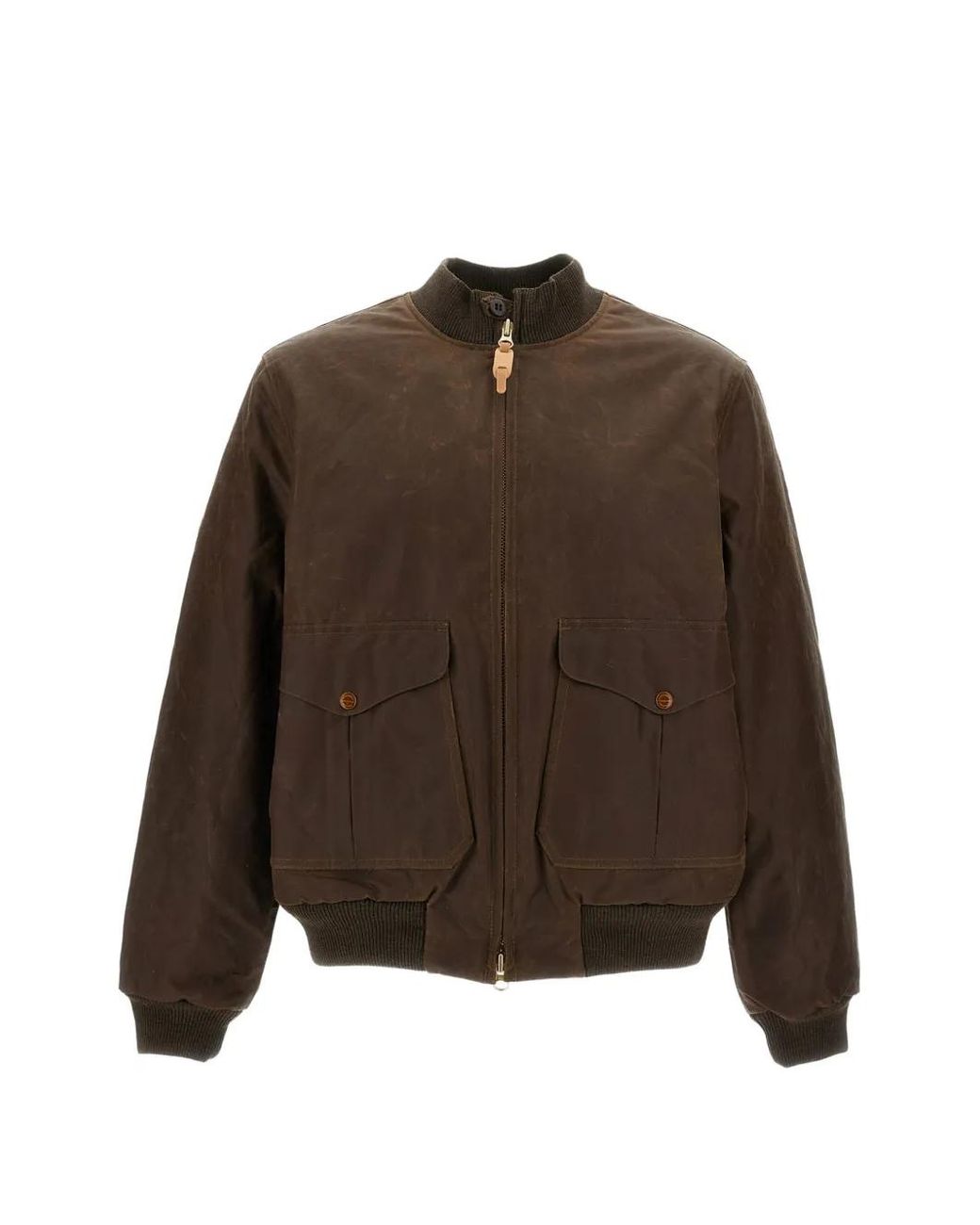 Ceccarelli Brown 7072 New Zip-Up Ribbed-Trim Bomber Jacket for men
