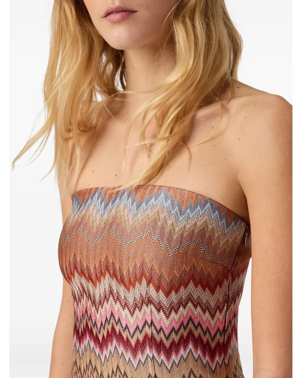 Missoni Pink Chevron Strapless Mini Dress