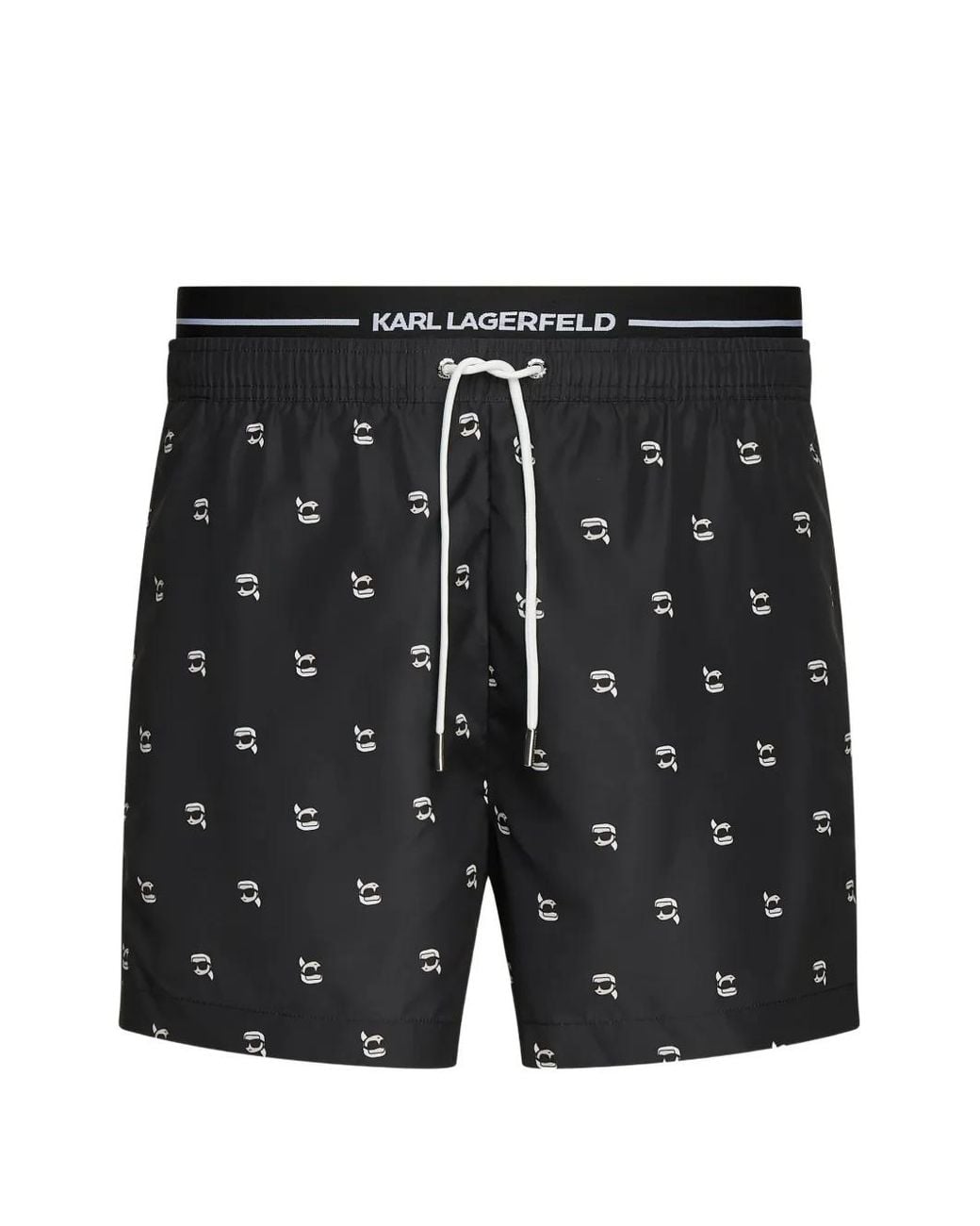 Karl Lagerfeld Black Ikon Short Swim Shorts for men