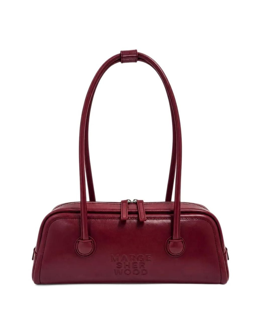 MARGE SHERWOOD Purple Soft Boston Logo-Embossed Leather Shoulder Bag