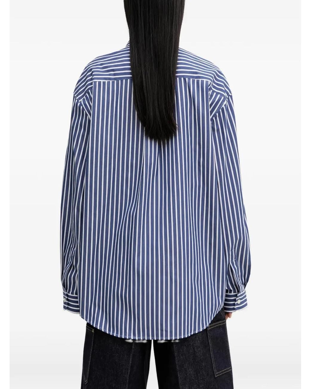 Sporty & Rich Blue Striped Chest-Pocket Shirt