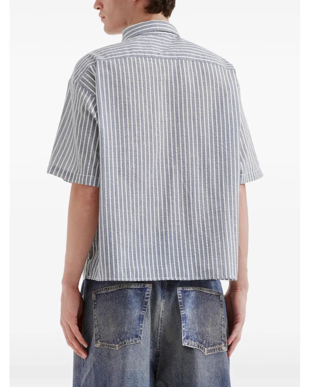 Izzue Gray Striped Button-Fastening Shirt for men