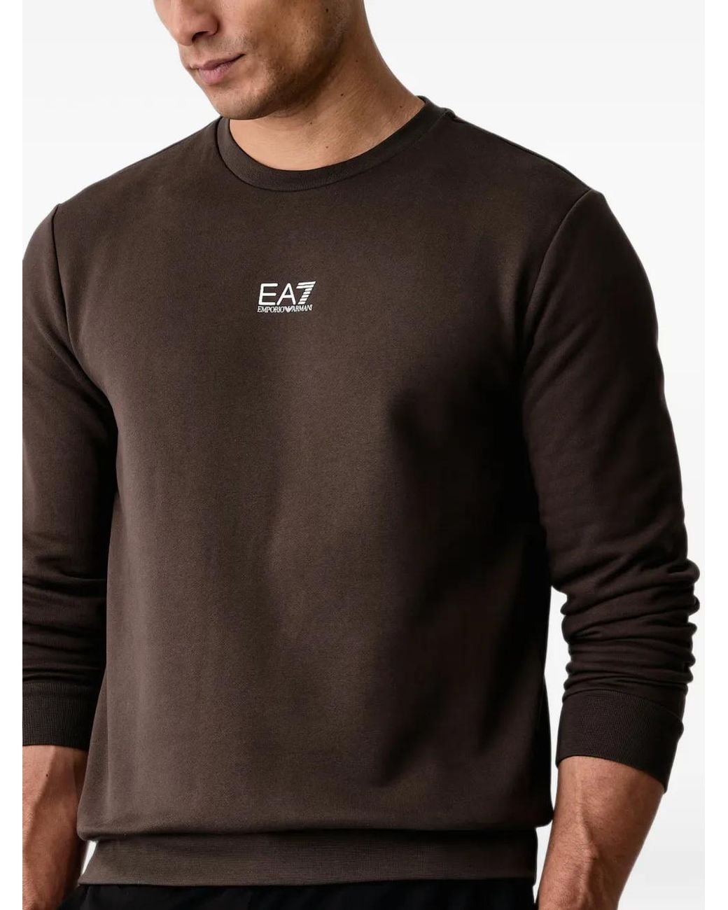 EA7 Black Logo-Print Sweatshirt for men