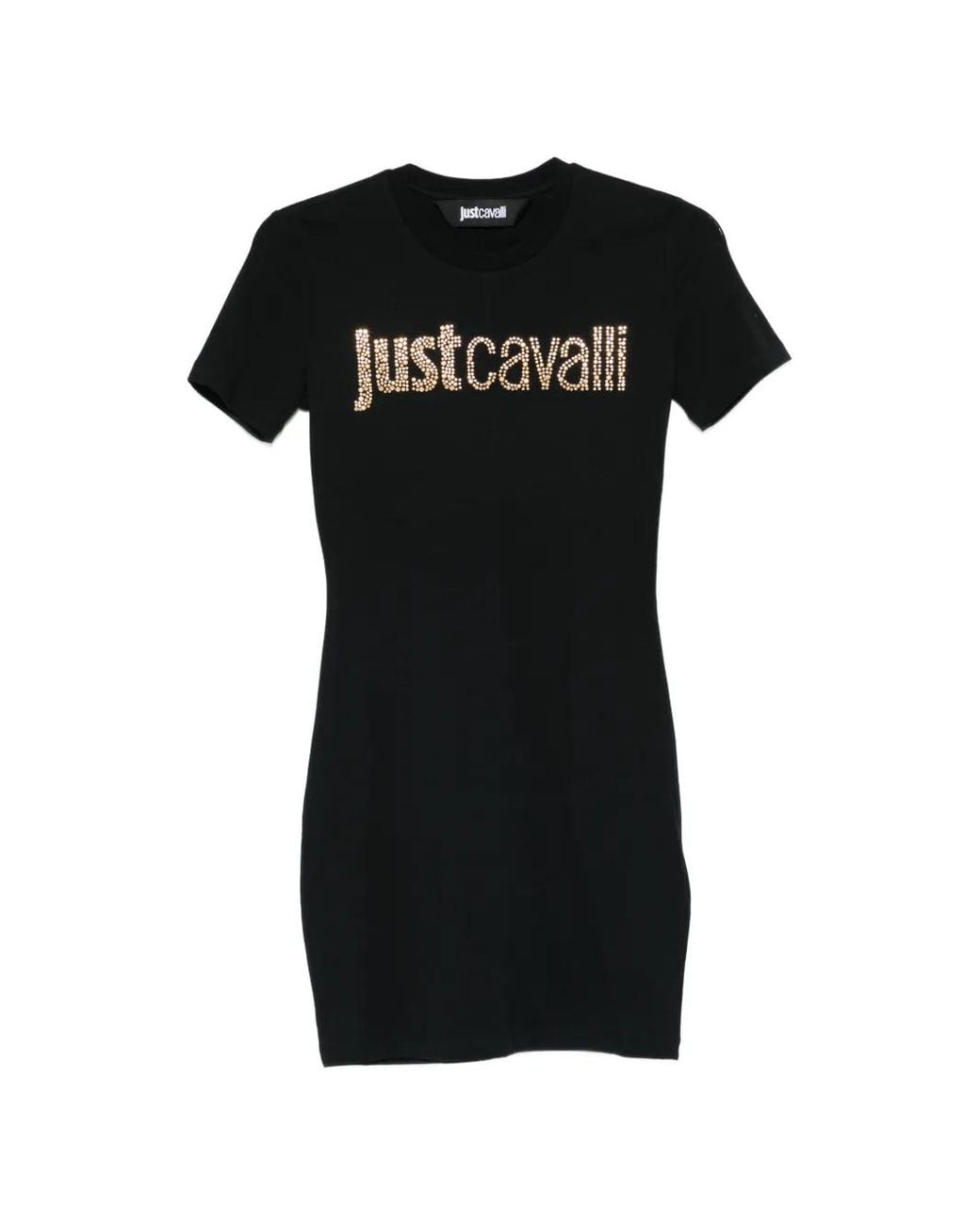 Just Cavalli Black Robe Courte À Logo Strassé