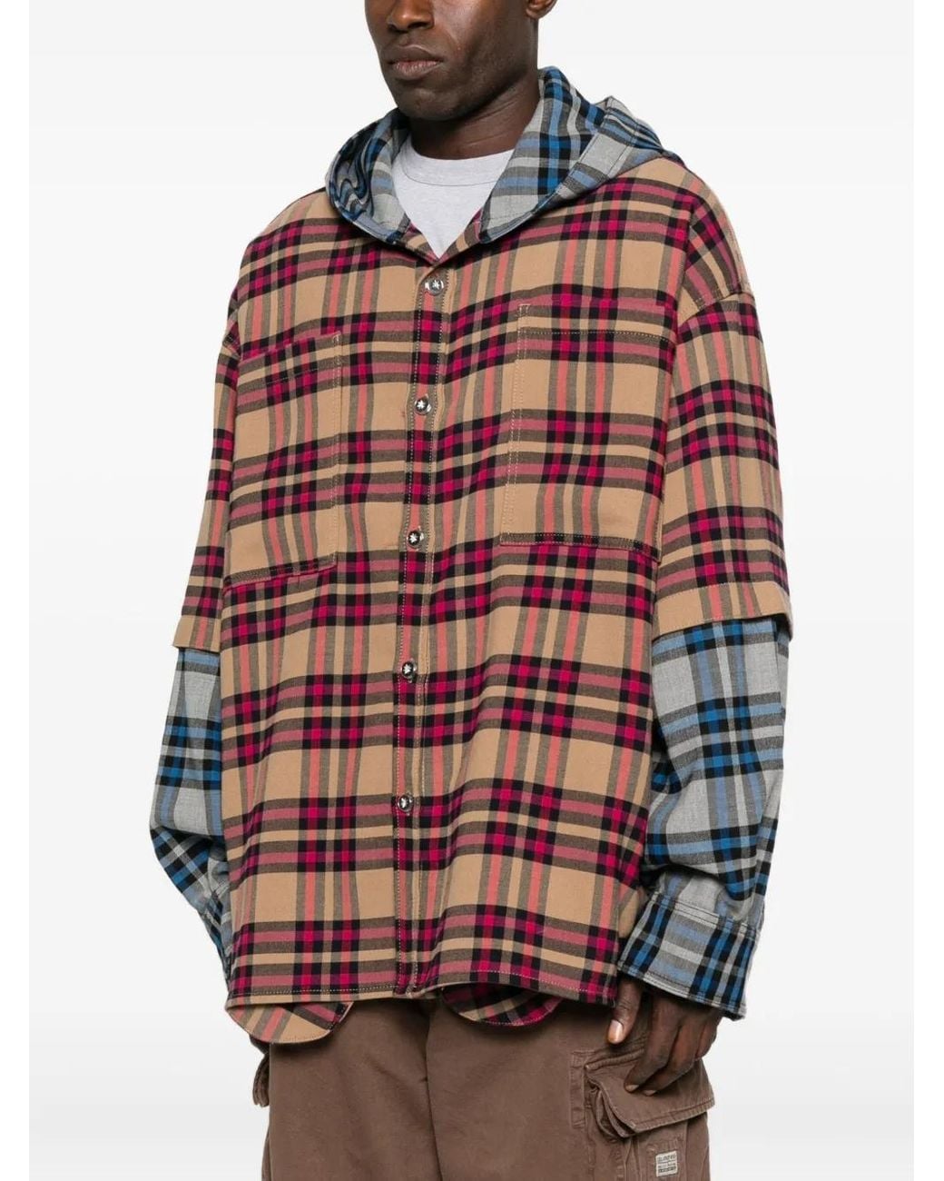 PDF Red Patchwork Hooded Jacket for men