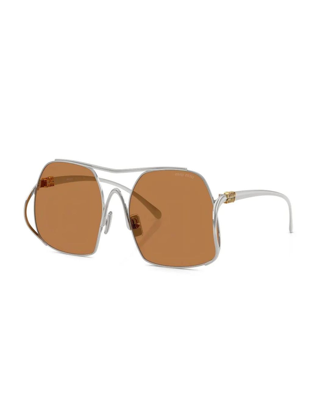 Miu Miu Brown Pilot-Frame Sunglasses