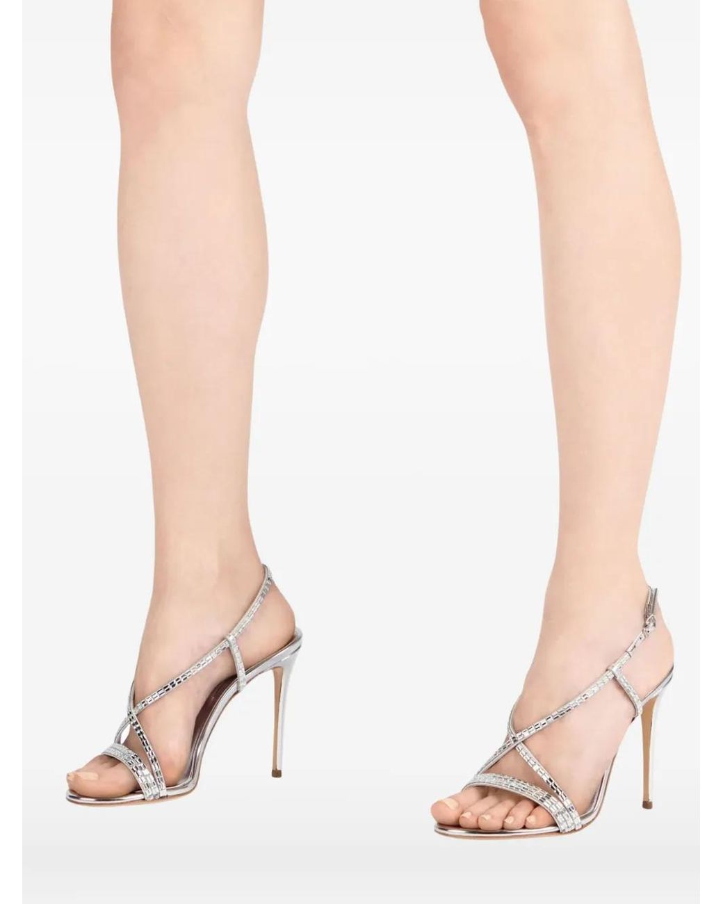 Casadei White 100Mm Julia Crystal-Embellished Slingback Sandals