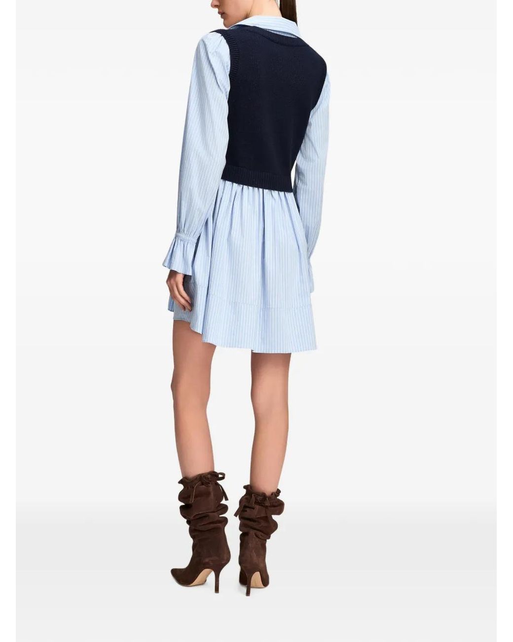 Cinq À Sept Patsy Gestreepte Mini-Jurk Met Laagjeseffect in het Blue