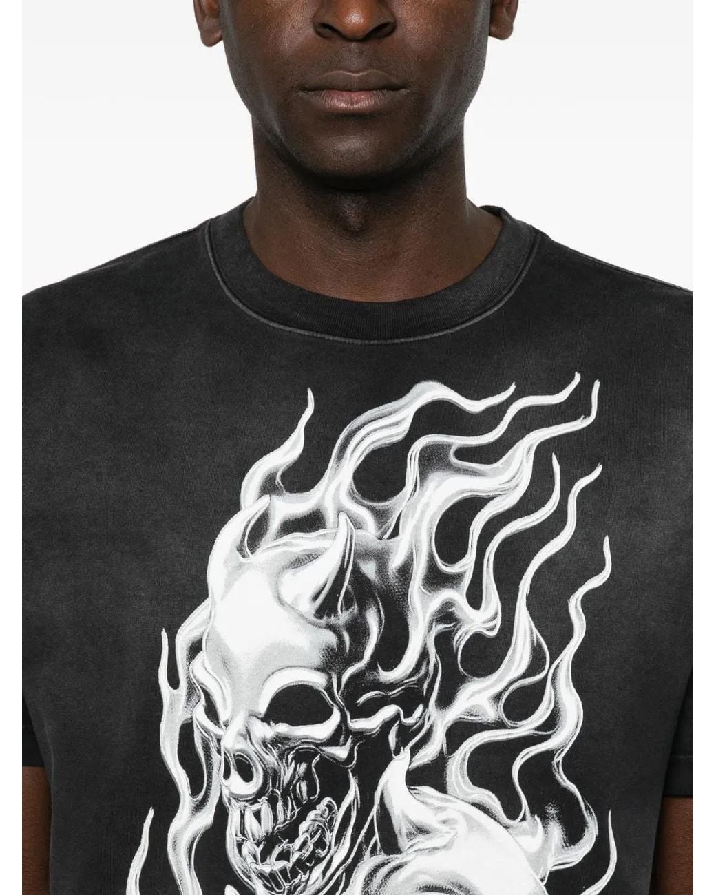 THUG CLUB Black Skull-Print T-Shirt for men