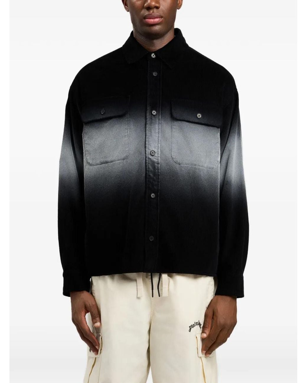 Palm Angels Black Gradient-Effect Shirt Jacket for men