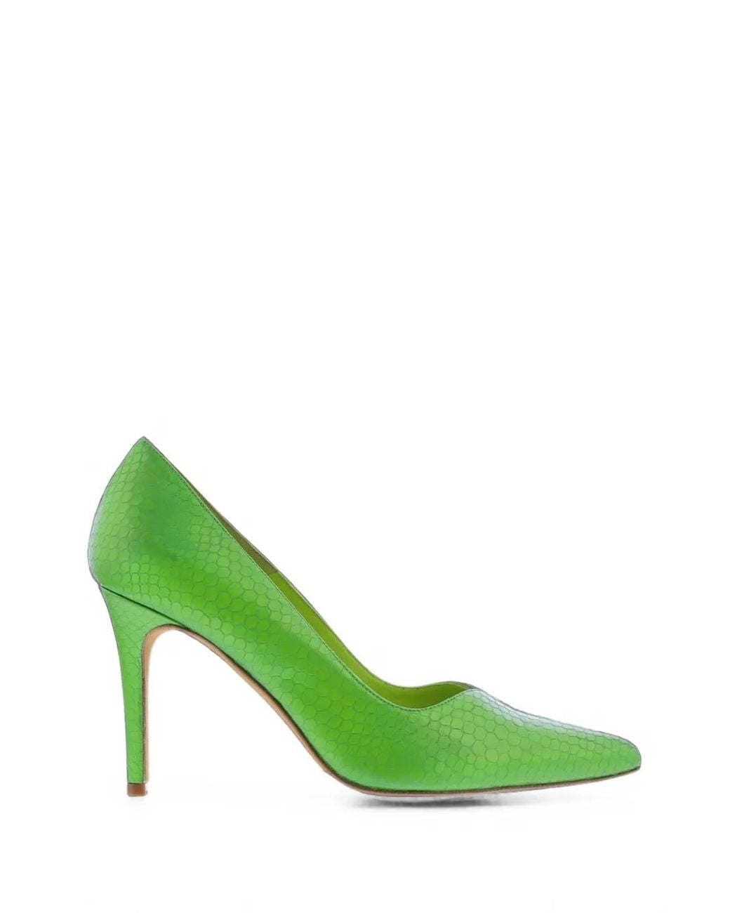 Toral Shoes Green Monaco Snakeskin-Effect Pointed-Toe Heeled Pumps