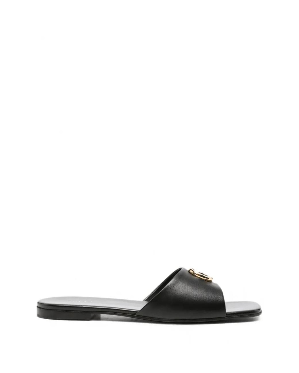 Gucci White Slide Sandals With Double G