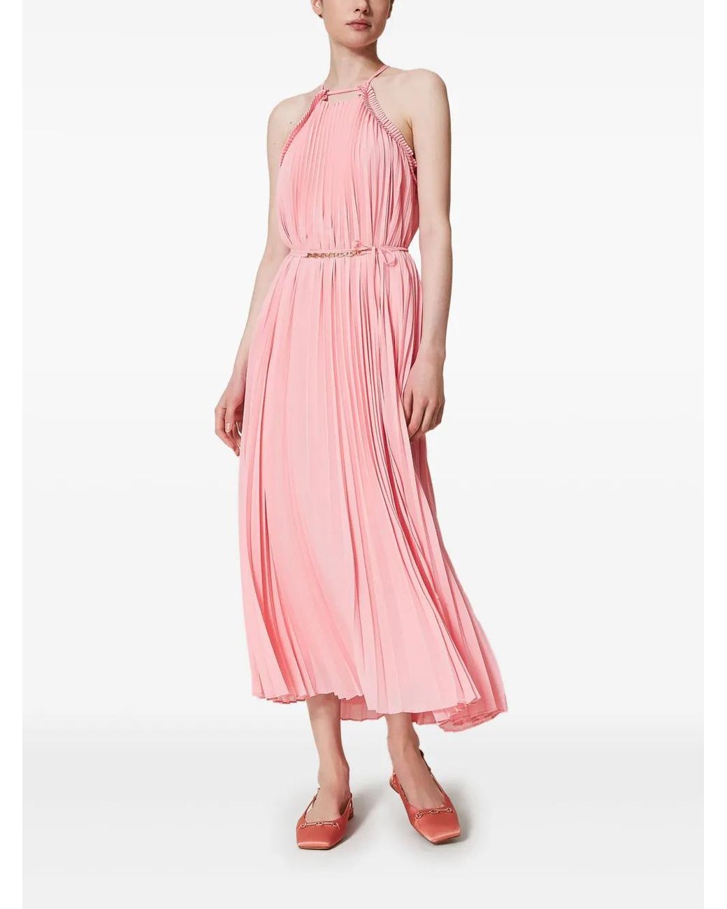 Twinset Pink Pleated Maxi Dress