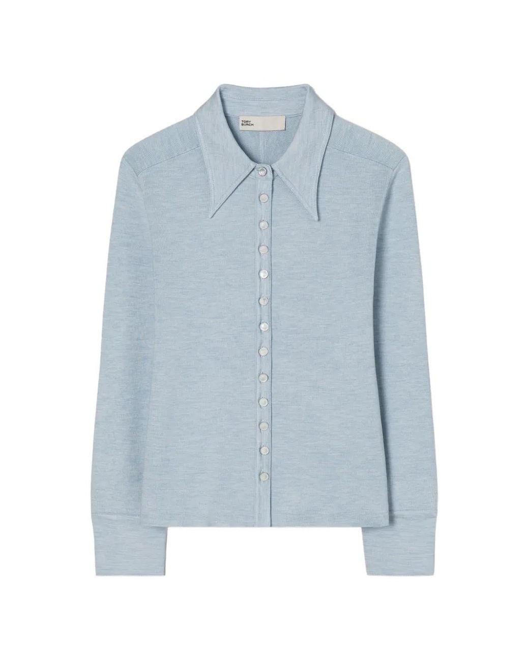 Tory Burch Blue Silk Polo Cardigan