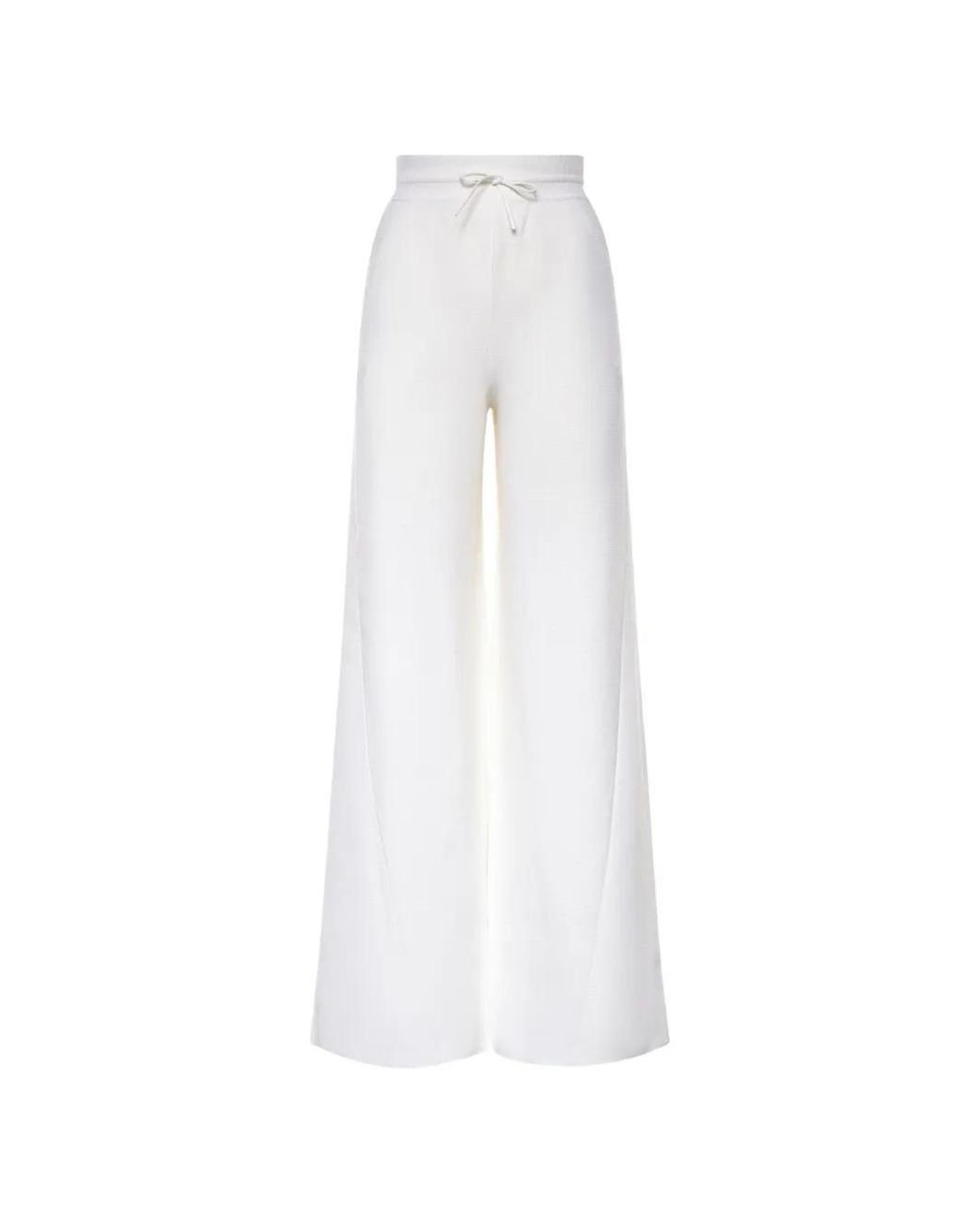 Loro Piana White Drawstring Wide-Leg Trousers