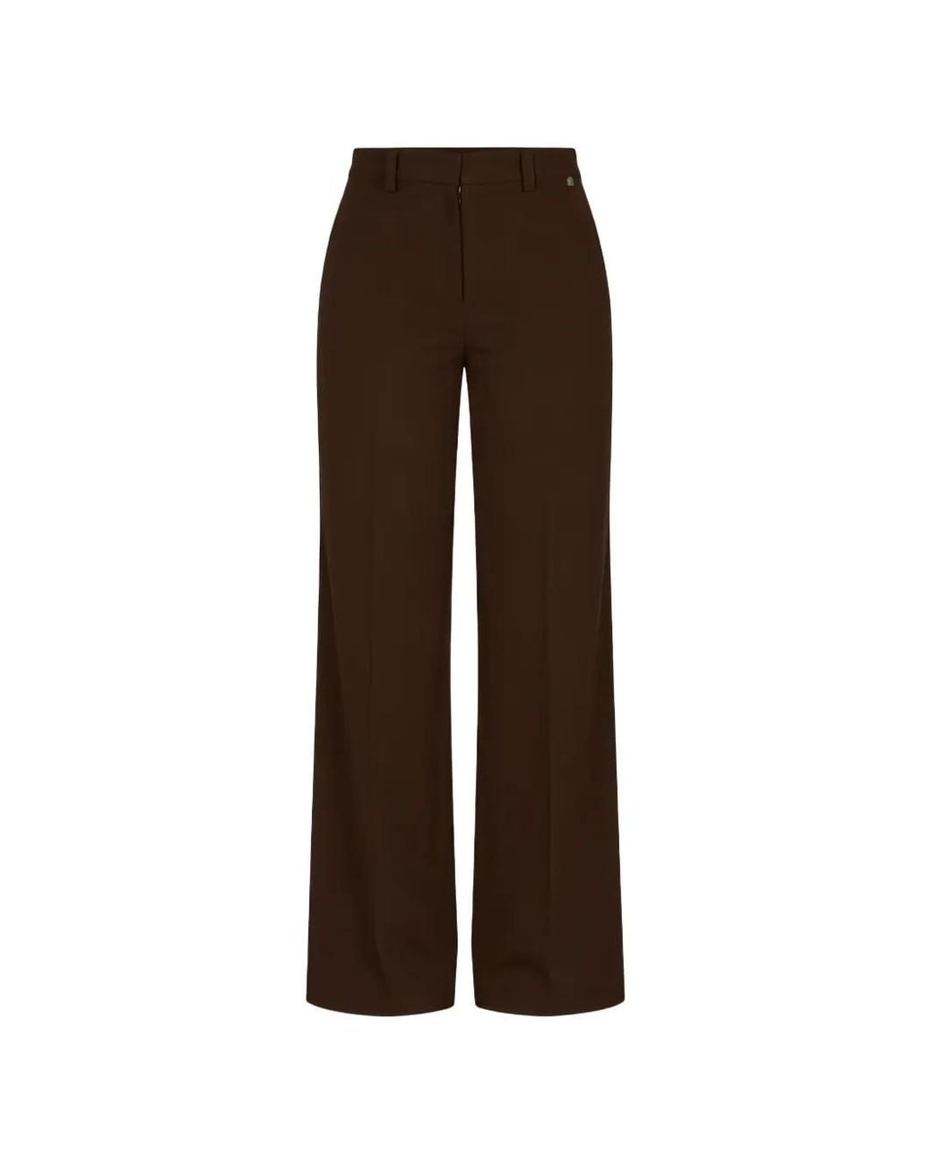 Liu Jo Brown Pressed-Crease Wide-Leg Trousers