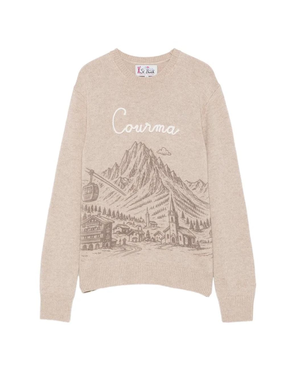 Mc2 Saint Barth Natural New Queen Graphic-Print Embroidered Sweater