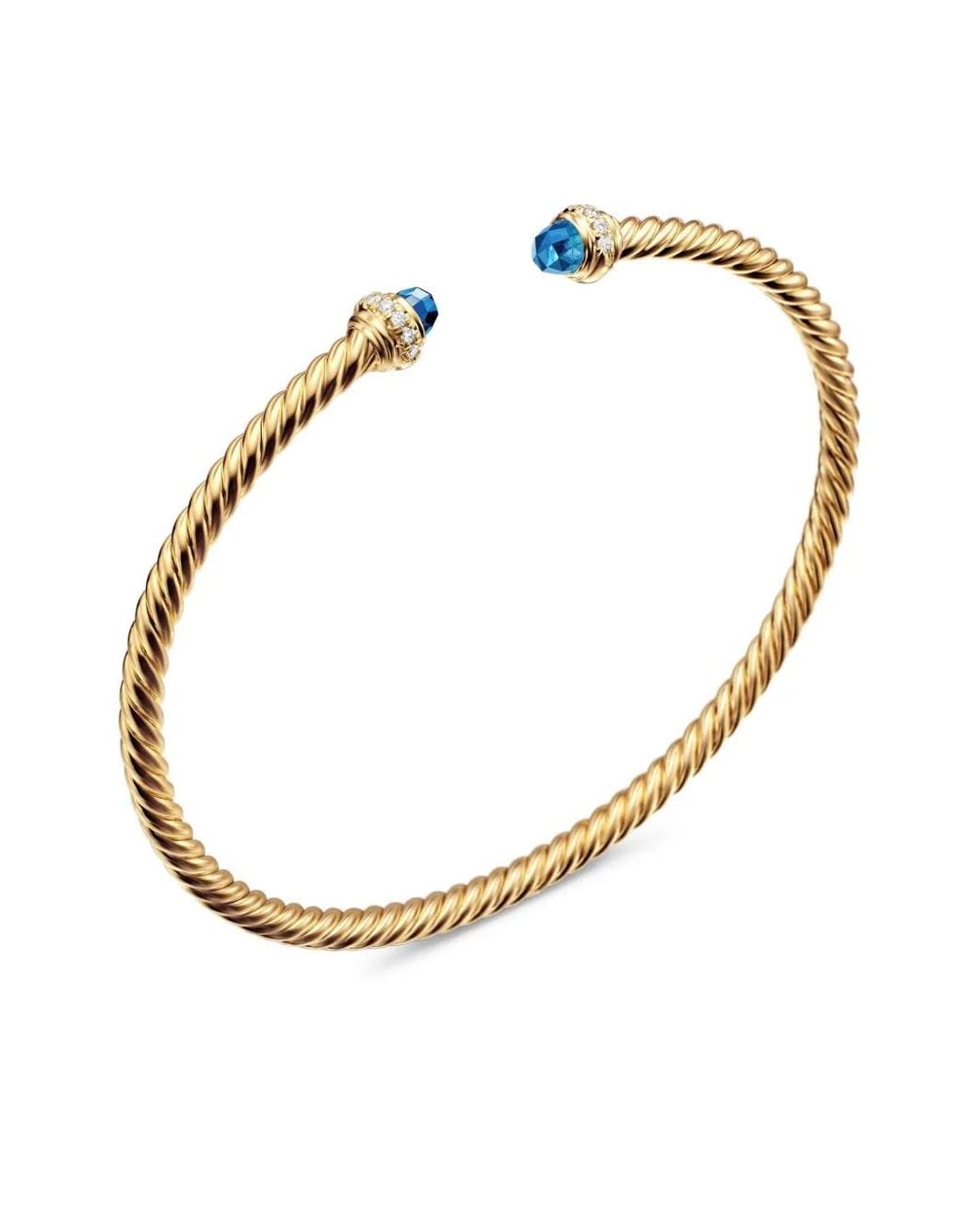 David Yurman White 18Kt Cablespira Topaz And Diamond Bracelet