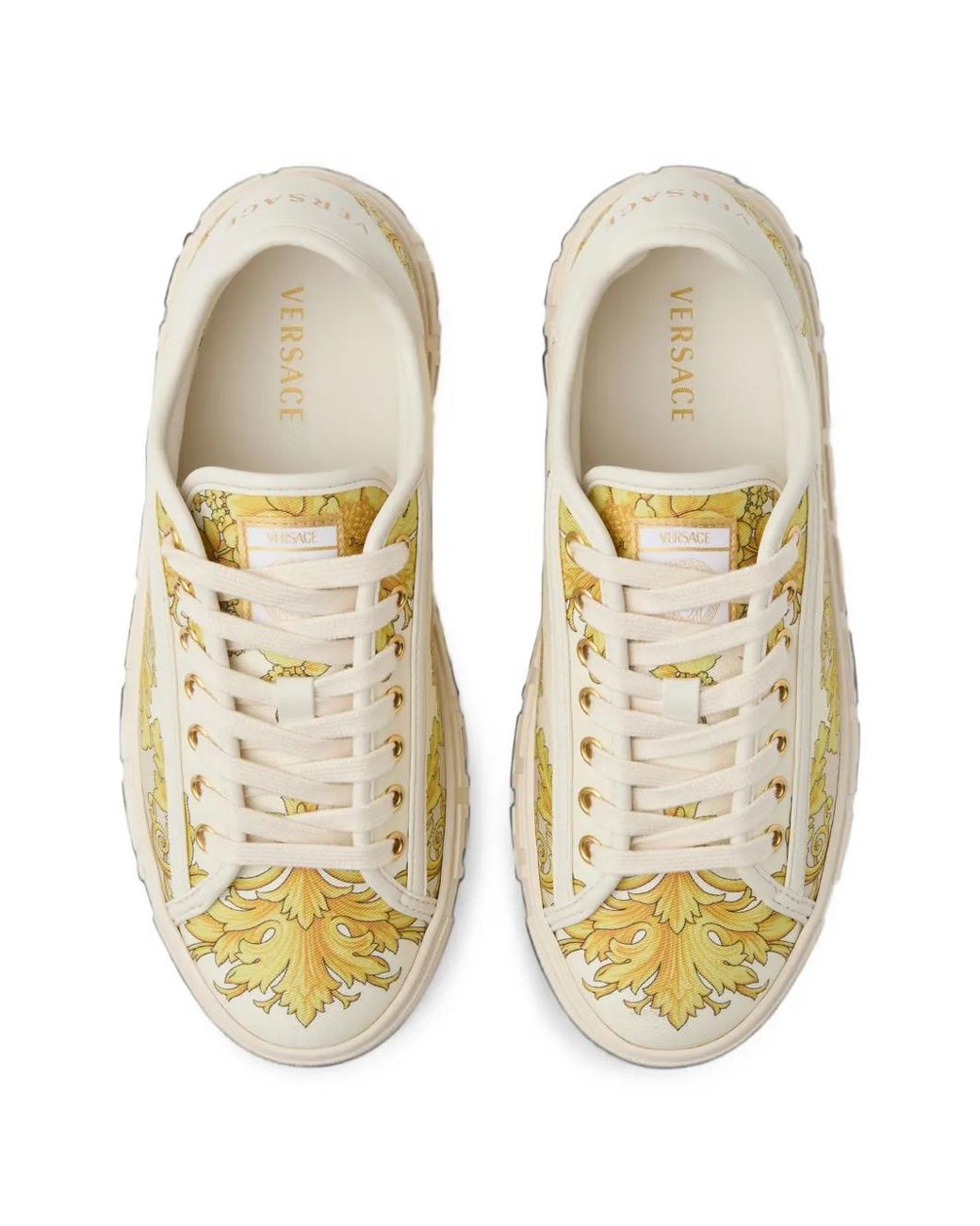 Versace Natural Greca Printed Silk-Twill Trainers