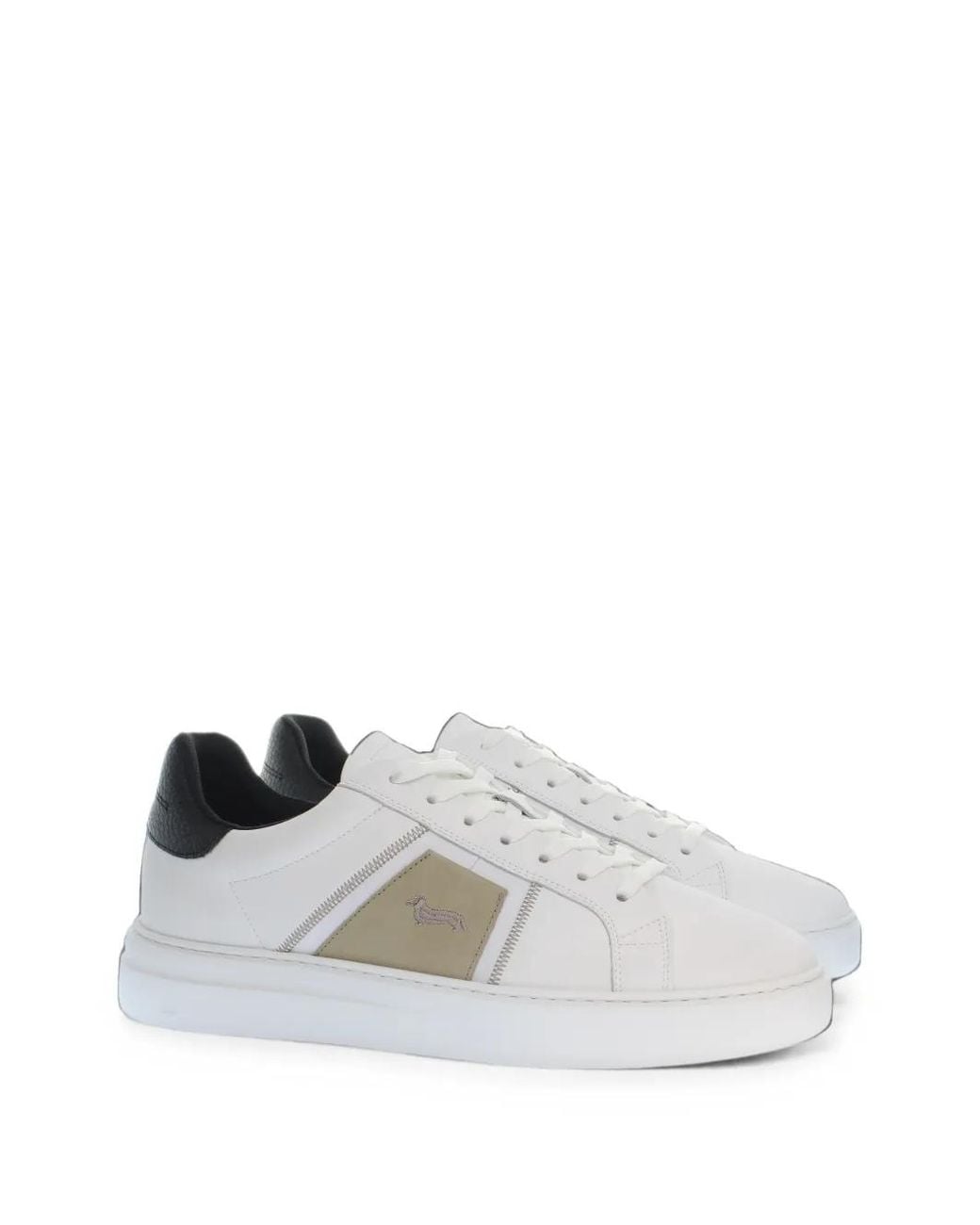 Harmont & Blaine White Logo-Embroidered Leather Sneakers for men
