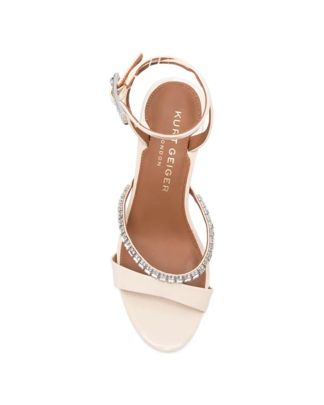 Kurt Geiger White Sandales Ornées De Cristaux À Boucle