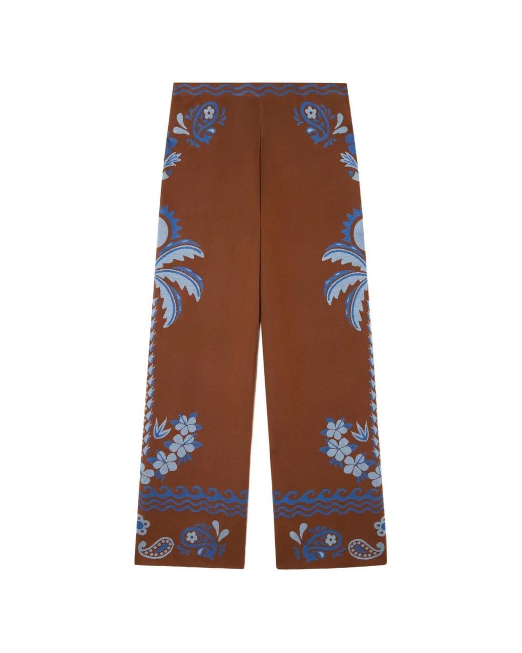 Alanui Brown Island Roots Paisley-Print Trousers