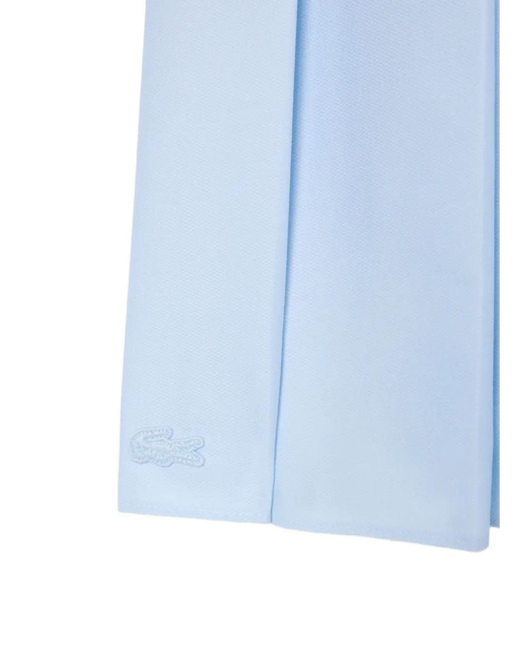 Lacoste Blue Pleated Petit Piqué-Effect Midi Skirt