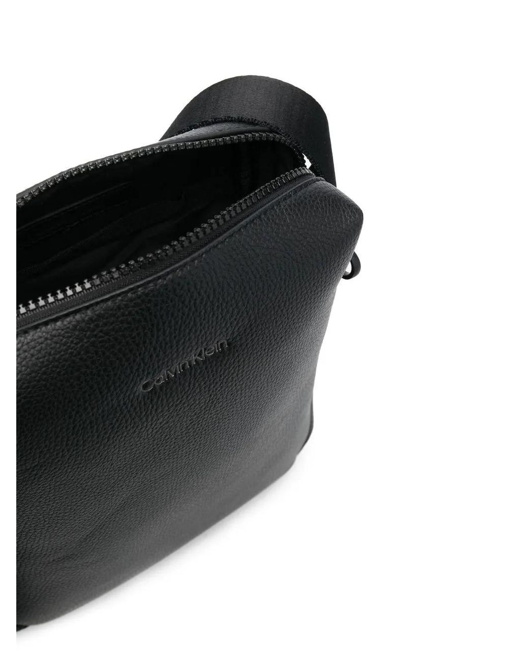 Calvin Klein Black Logo-Print Messenger Bag for men