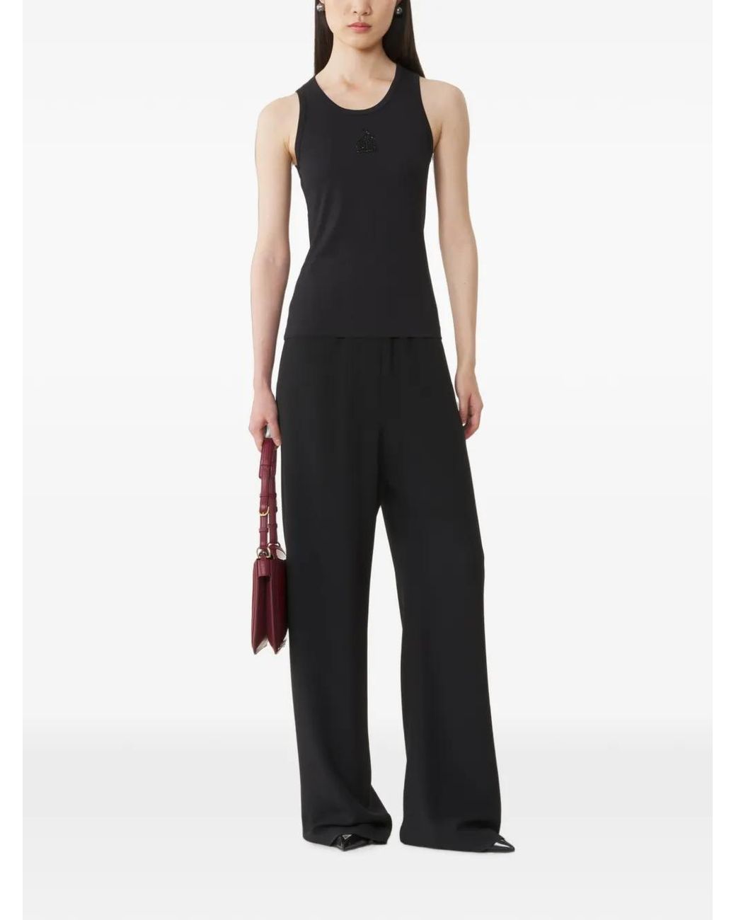 Lanvin Black Drawstring Wide-Leg Trousers