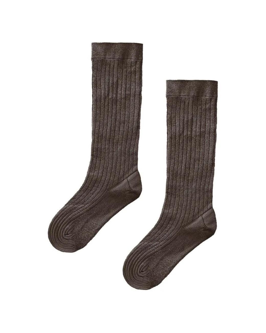 Wolford Brown Shimmer Ribbed Knee-High Socks