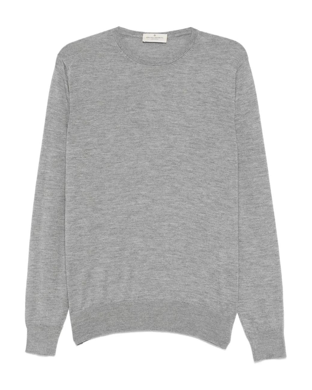 Bruno Manetti Gray Fine-Knit Jumper for men